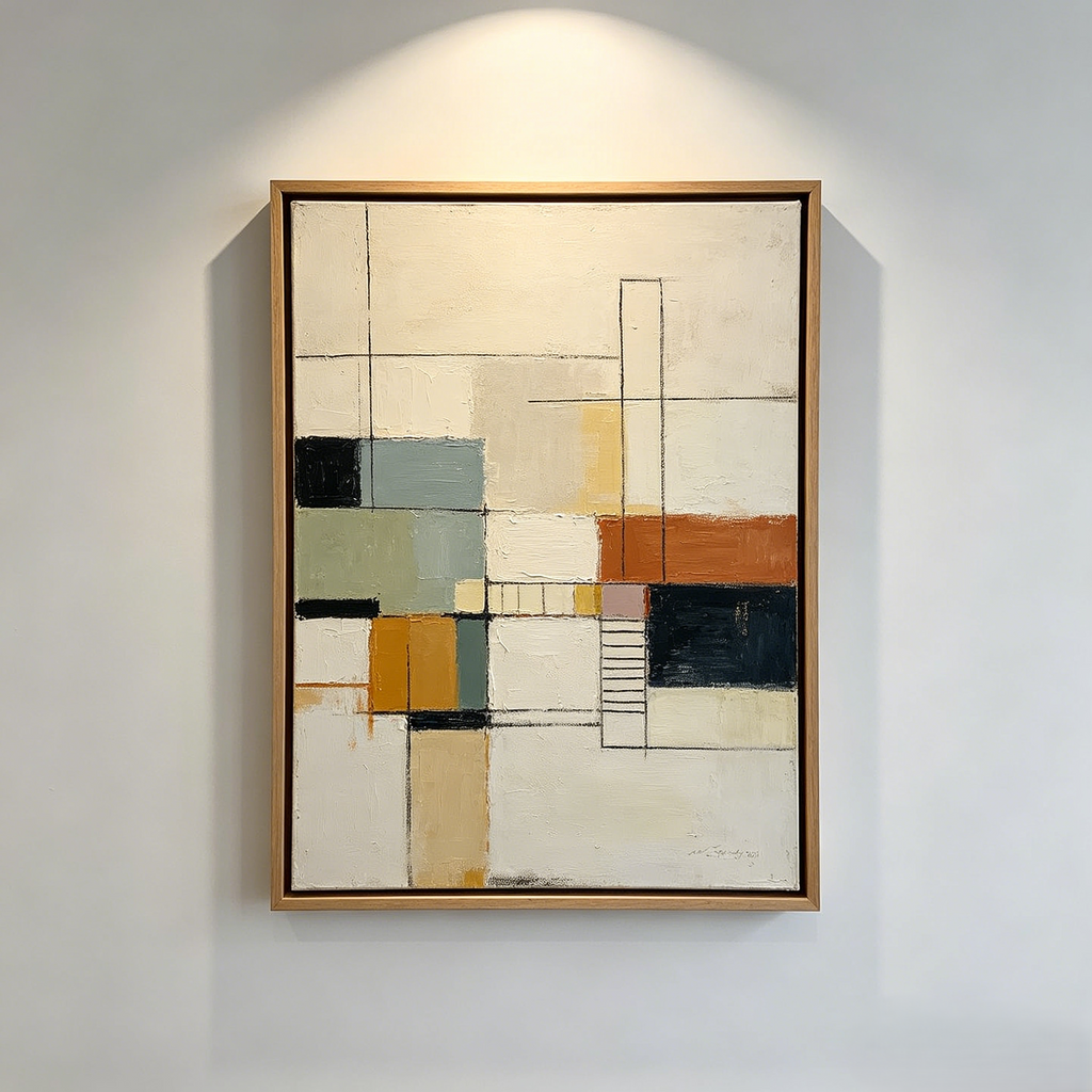 Mid Century Geometric Framed Wall Art