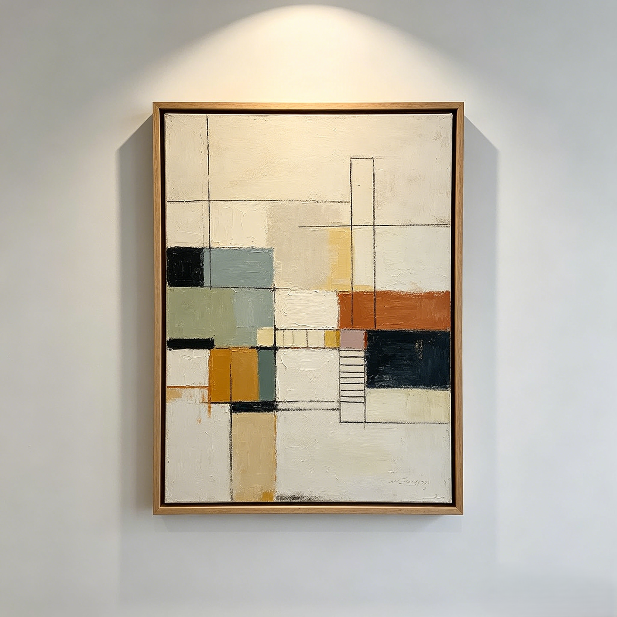Mid Century Geometric Framed Wall Art