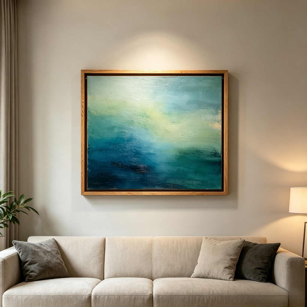 Ocean Gradient Abstract Framed Wall Art