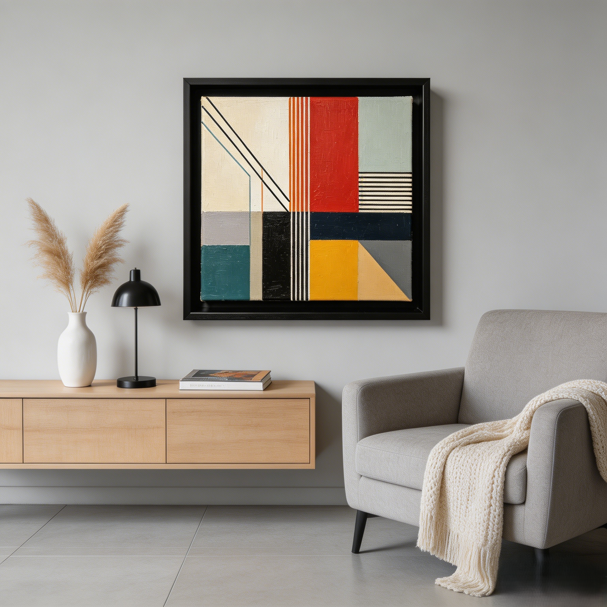 Mid-Century Geometric Framed Wall Art