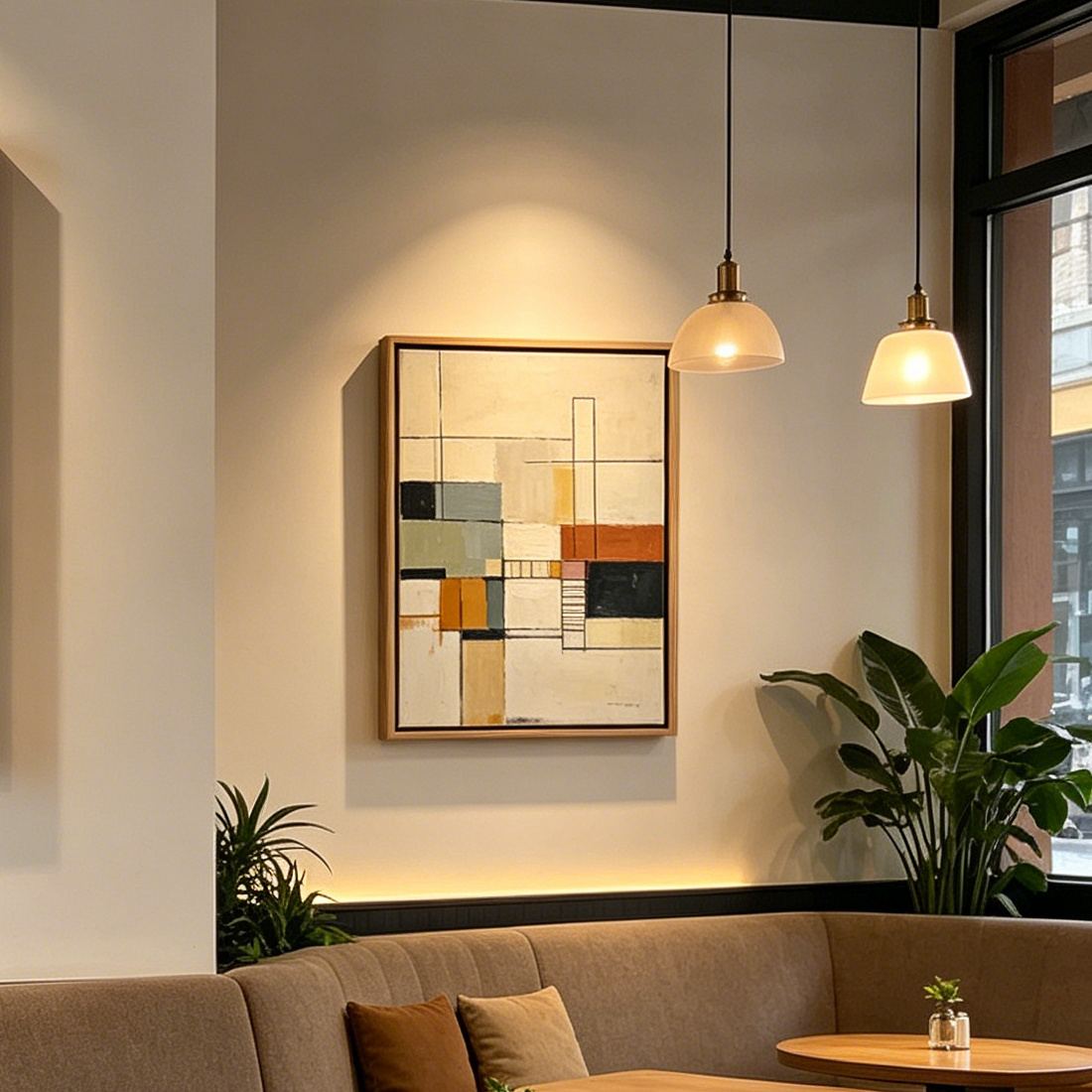 Mid Century Geometric Framed Wall Art