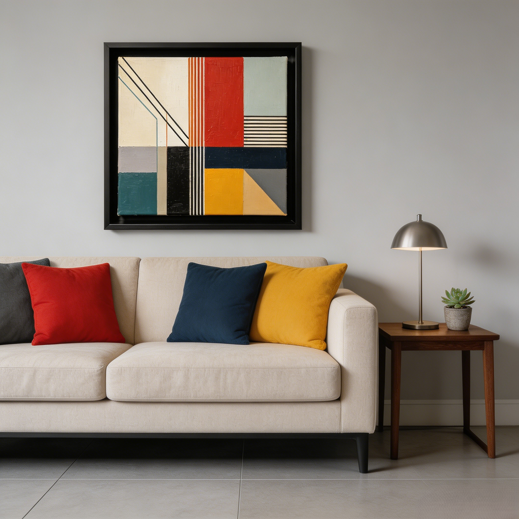 Mid-Century Geometric Framed Wall Art