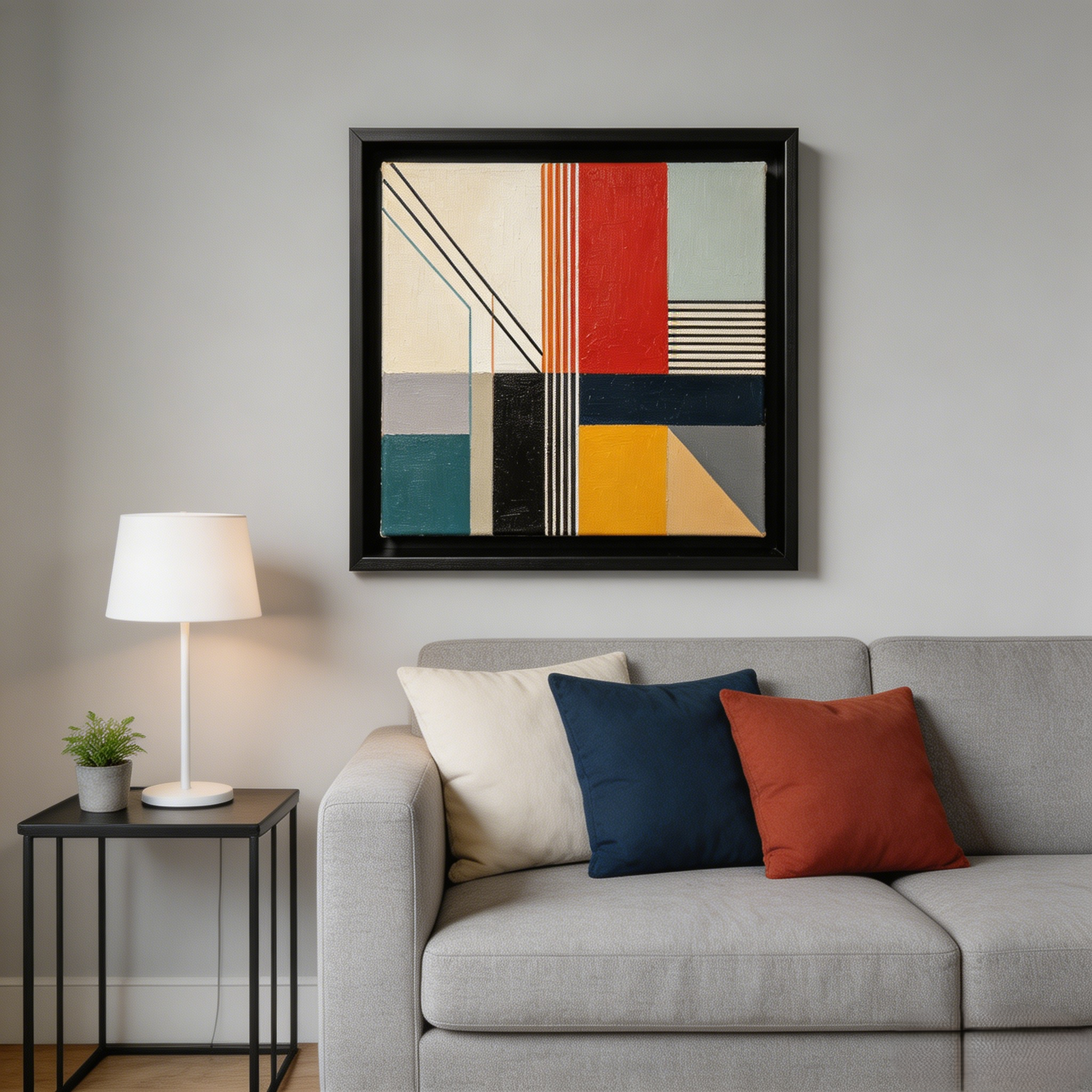Mid-Century Geometric Framed Wall Art